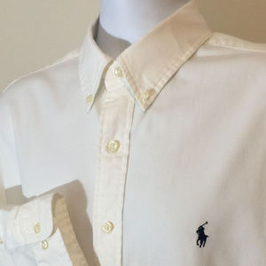 Ralph Lauren White Button-Down Oxford Dress Shirt